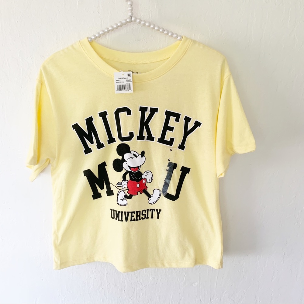 Disney Hybrid Apparel Mickey University Crop Graphic Tee